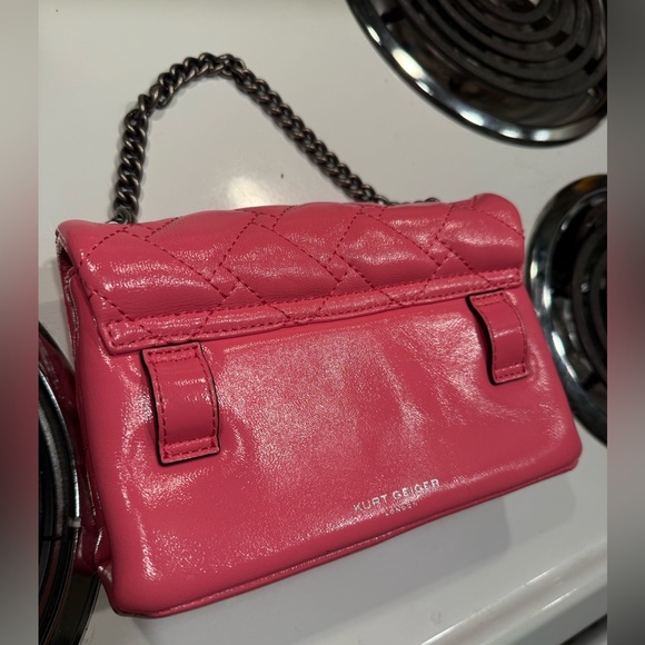 Kurt Geiger Hot Pink Quilted Leather Bird Head Logo Bag Barbiecore Y2K Vibes - Picture 3 of 4
